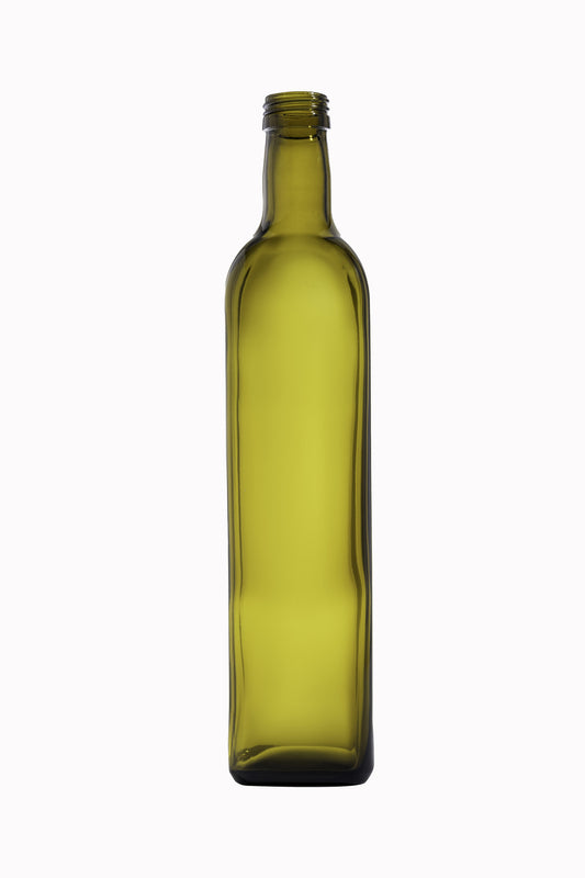 Botellas de marasca verde antiguo de 500 ml, acabado ROPP, caja de 12
