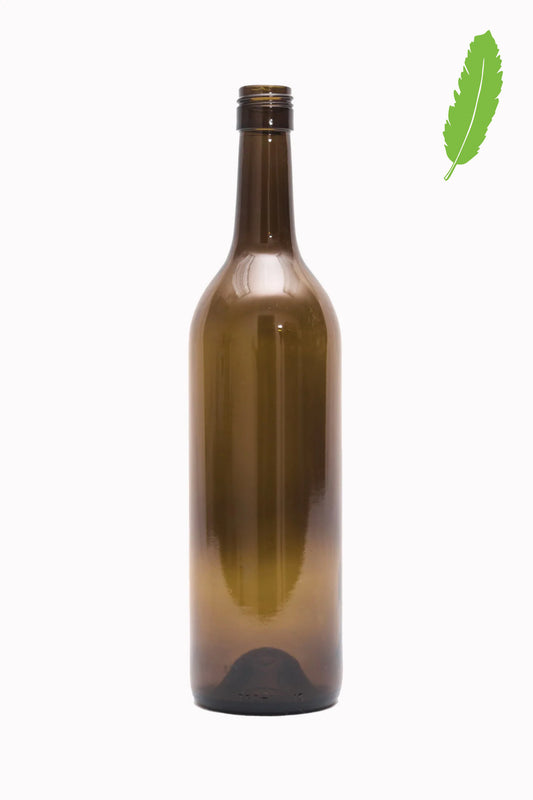 This is 110 AG, also known as Stassi, California Bottles’ Eco-Lightweight Screw Cap Antique Green Bordeaux (Claret) bottle.