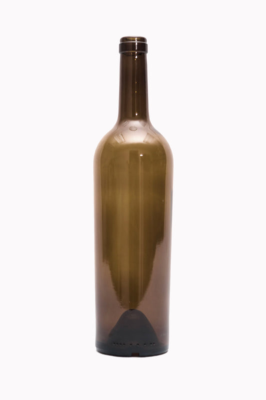 750ml Antique Green Upgraded Taper Bordeaux (Claret) Full Punt Bottles, Case of 12