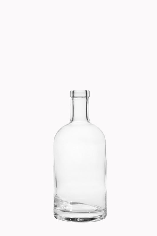 750ml Premium Flint (Clear) Round Spirits Bottles, Bar Top Finish, Case of 6