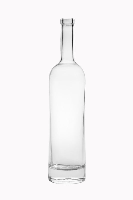 750ml Premium Flint (Clear) Tall Spirits Bottles, Bar Top Finish, Case of 6